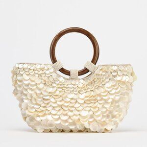 NWT ZARA FAUX MOTHER-OF-PEARL APPLIQUÉ BAG